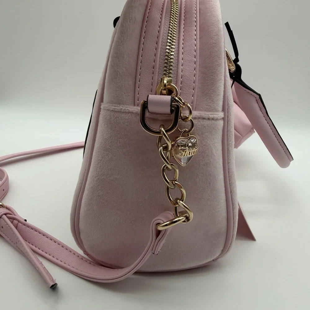 NWT Juicy Couture Queen Couture Velour Satchel Bag Charm Y2K Light Pink